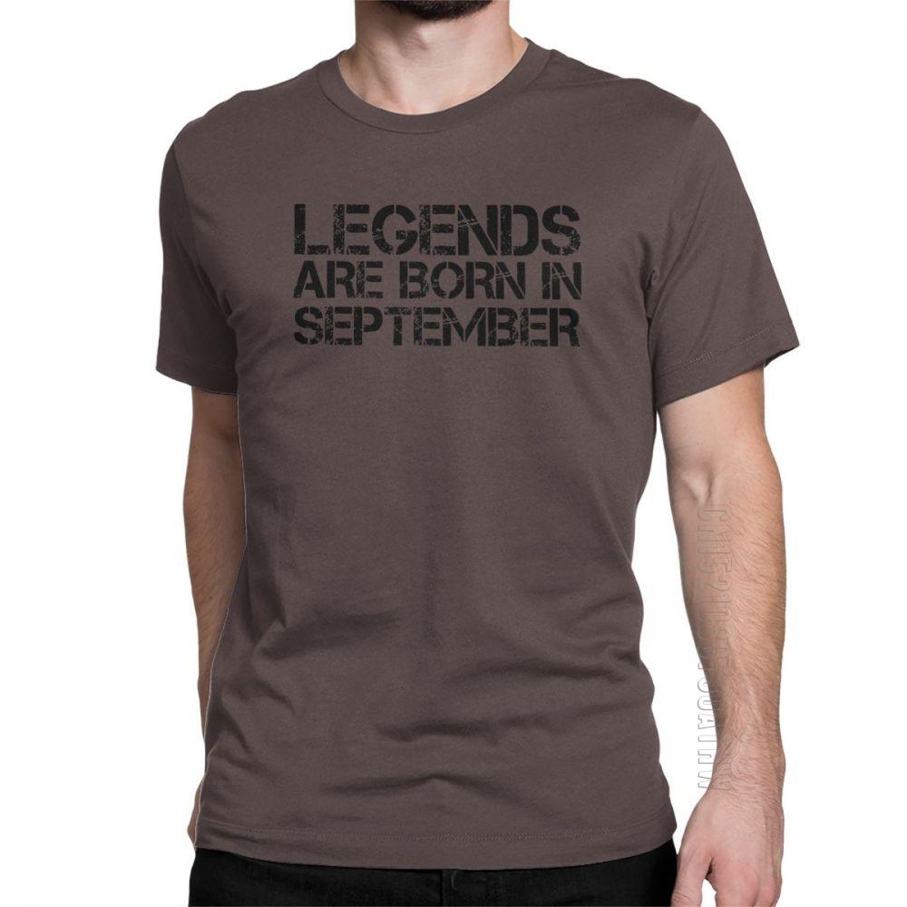 Легенды Рождаются в Сентябре Футболки на День Рождения Футболки на Годовщину Рождения Мужские с Коротким Рукавом Большого Размера Подарочная Футболка 100% Хлопок S