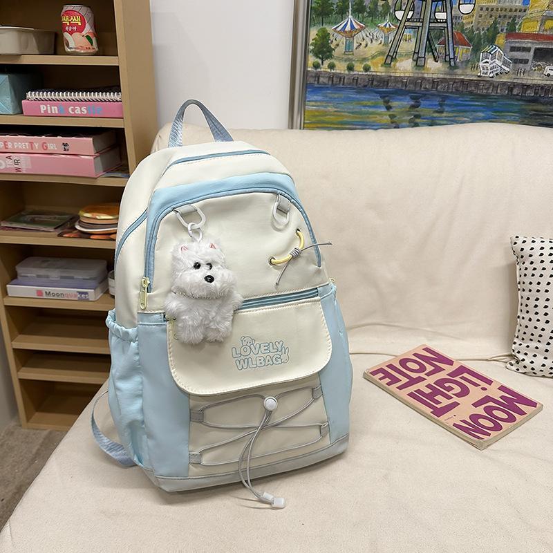 College style schoolbag female junior high school student cute small fresh contrasting color student backpack girl large capacity travel backpack