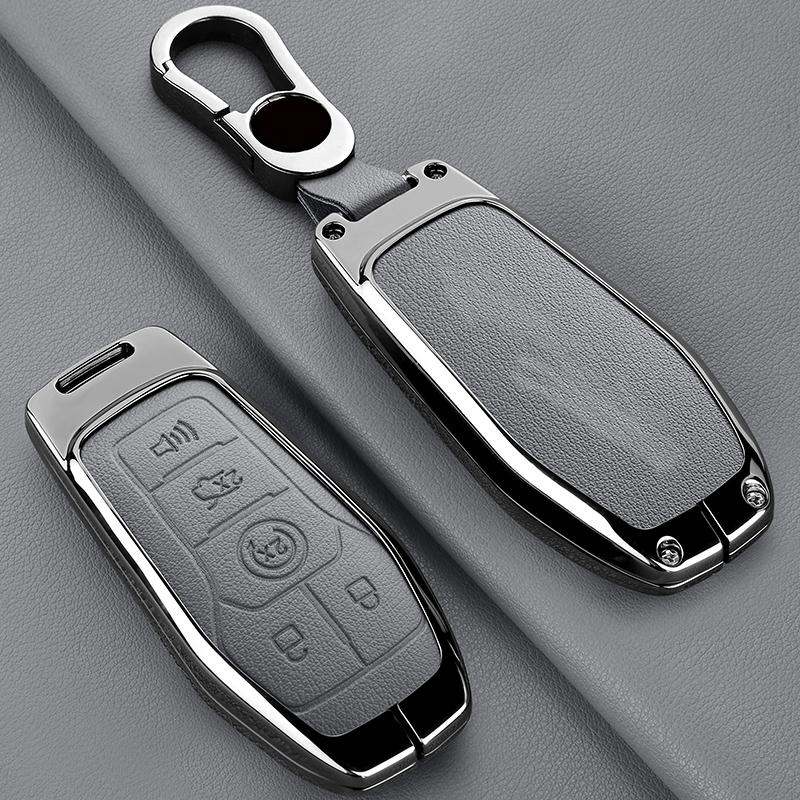 Zinc Alloy Leather Car Key Fob Case For Ford Fusion Mondeo Mustang F 150 Explorer Edge Key Fob Car Key Case
