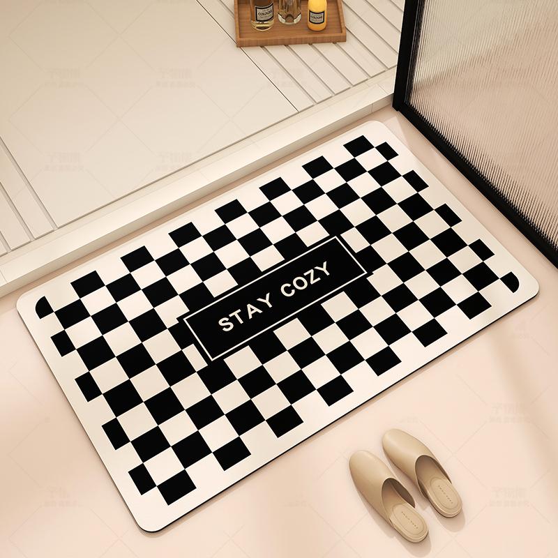 Bathroom Absorbent Floor Mat, Diatom Mud Quick-drying Mat, Toilet Door Carpet, Toilet Anti-skid and Anti-drop Foot Mat
