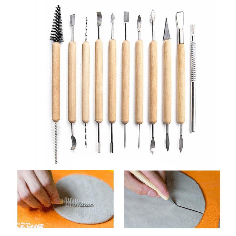 40-piece Pottery & Sculpture Tool Set: Carving Knives, Round Sticks, Needle Tools, Trimming & Silicone Pens