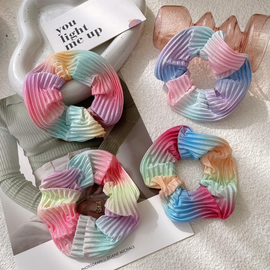 New European and American Style Tie-dye Knot Cross Hairband Striped Wide Headband Pleated Hair Scrunchies Women Hair Accessories