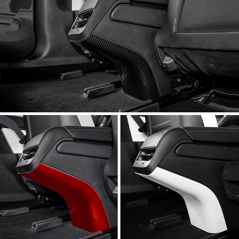 For Tesla Model 3 Y 2023 Rear Air Outlet Protector Cover Modified  Interior Accessories Red White Carbon Fiber Pattern Part
