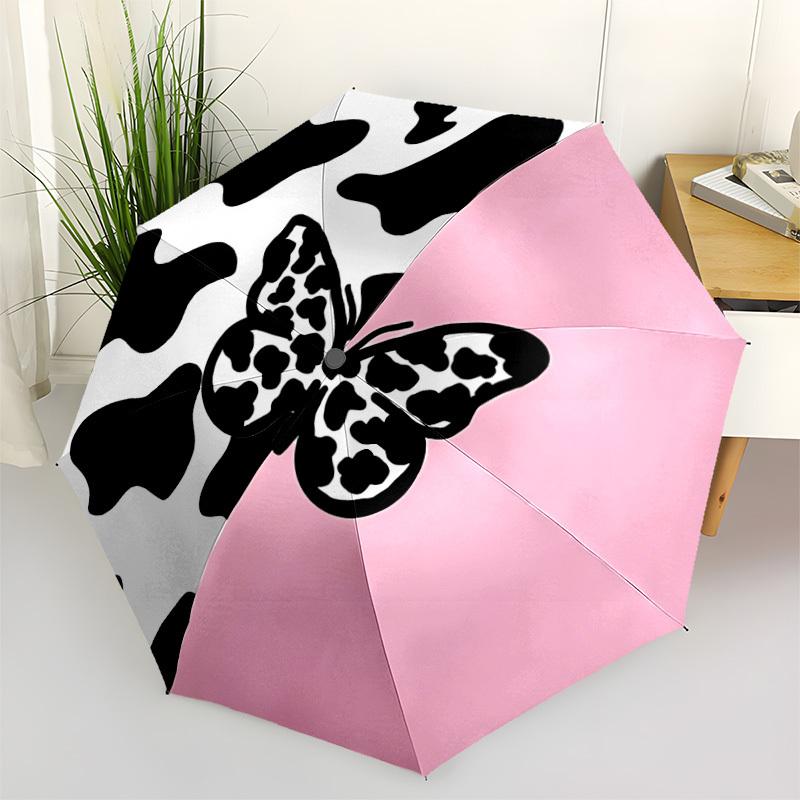 

1pc Butterfly Print Automatic Opening/Closing Folding Umbrella with 8 Ribs,Windproof Portable Sunshade Umbrella Holiday gift yy260401083