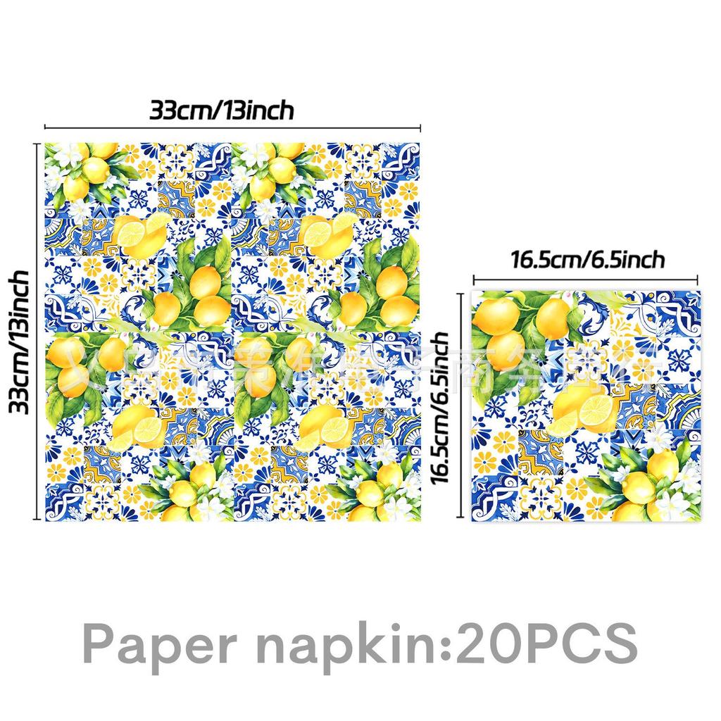 Summer Lemon Bridal Shower & Wedding Disposable Tableware Set: Tablecloth, Napkins, Plates, Decorations