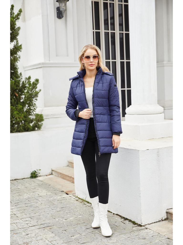 2023 Water-Repellent Cotton Parka with Detachable Hood and Long Sleeves - Warm Autumn/Winter Jacket for Women