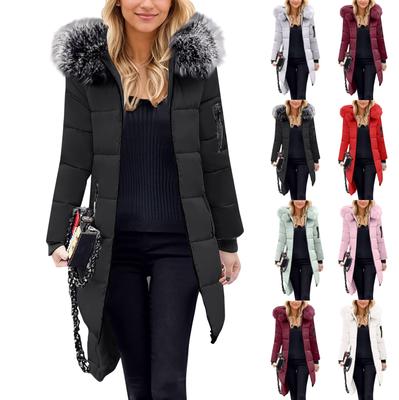 Women's Casual Warm Versatile Large Collar Solid Color Thickened Cotton Coat Jacket