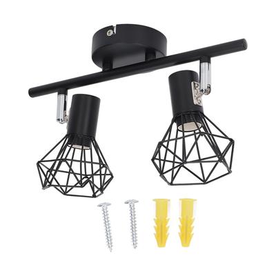 Ceiling Spot Light Fixture 2 Lights Track Light Holder E14 Lamp Holder Adjustable Vintage Tracking