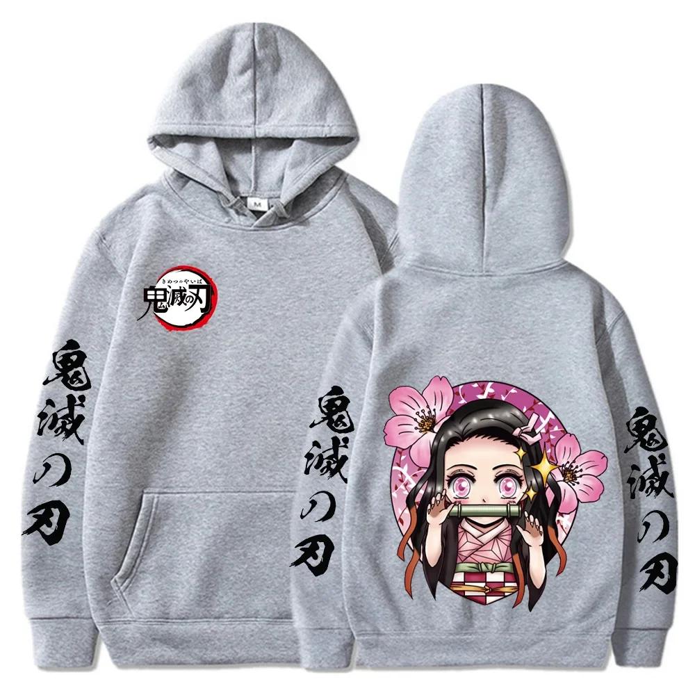 Japanischer Anime Demon Slayer Übergröße Hoodie Damen Sweatshirts Kamado Nezuko Print Kapuzenpullover Harajuku Mädchen und Junge Casual Pullover
