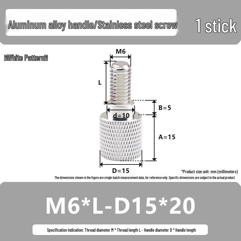 M6 Aluminum Alloy Knurled Hand Tightening Screw Bolt with Stainless Steel Handle