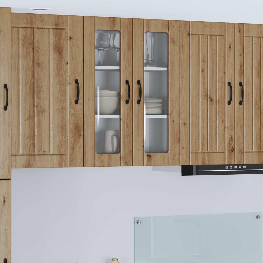 Wall Mounted Glass Cabinet LUCCA Artisan Oak 60 x 31 x 80 cm