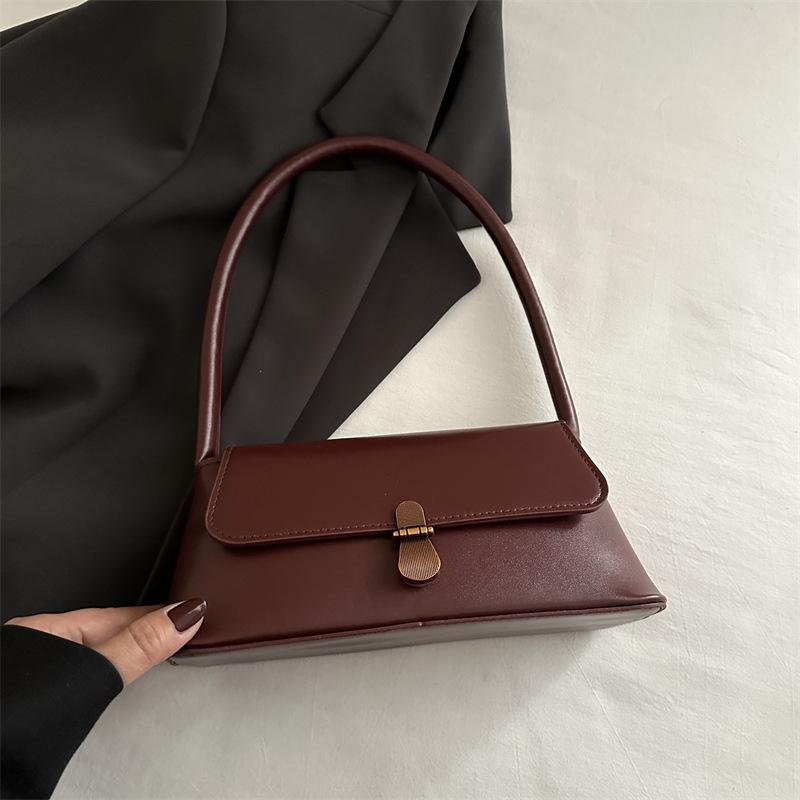 

Ретро Нишевая Сумка-Багет - Весенняя Мода 2025: Трендовая корейская сумка под мышку, на одно плечо, ручная сумка для поездок на работу для женщин темно-коричневого