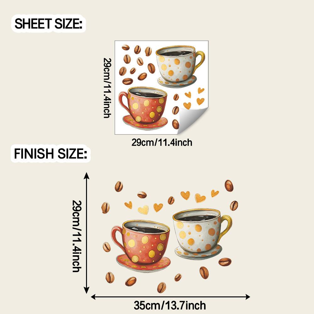 

Кофейная чашка, кофейные зерна и наклейки для украшения стен дома на любящей ресторанной кухне