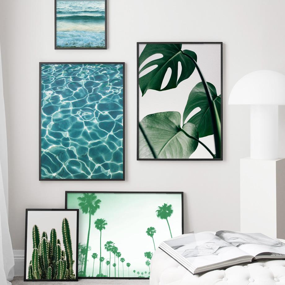 

Aloe Vera Monstera Coconut Sea Wall Art Print Painting Nordic Posters and Prints Wall Picture for Living Room