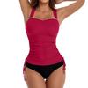 European Style Strapless Slimming High-Waisted Bikini with Wide Shoulder Straps - Women's Solid Color Swimwear 2026