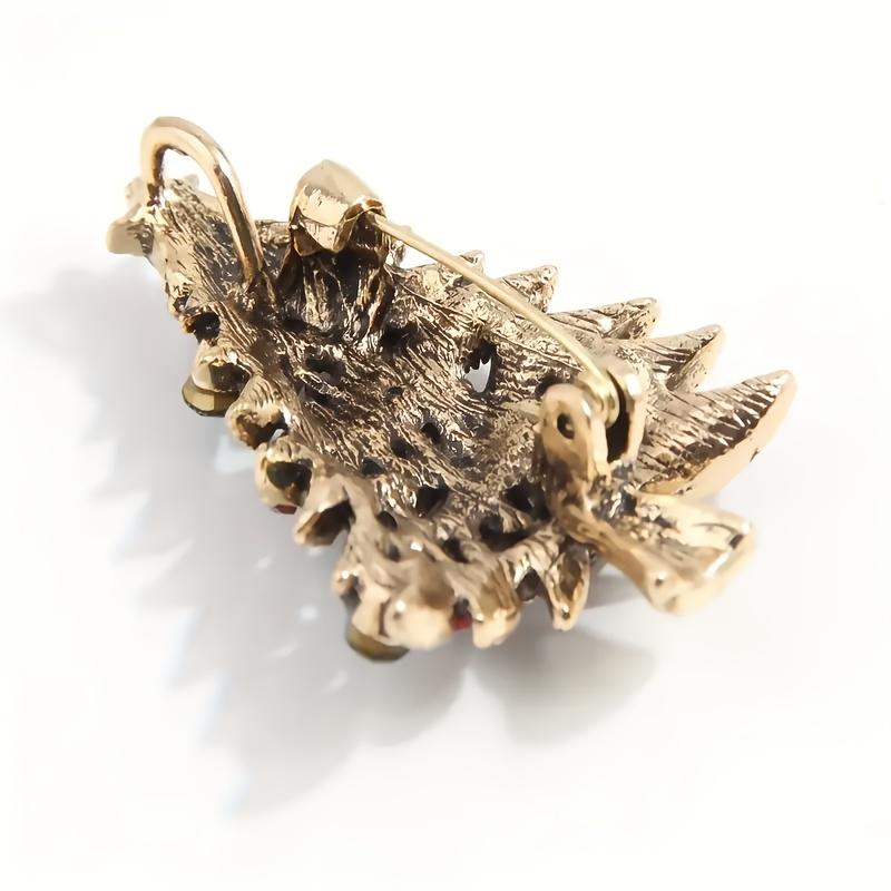 Vintage Christmas Tree Brooch Pin with Colorful Star Accents – Elegant Zinc Alloy Jewelry Gift for Women, Holiday Parties Christmas Jewelry