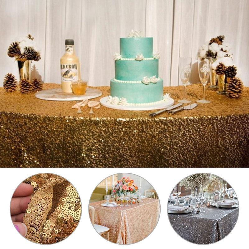 Sequin Tablecloth Sparkle Sequin Table Cover Linens Overlay Runners for Wedding Birthday Party Baby Shower Banquet Glitter Rectangle Tablecloth