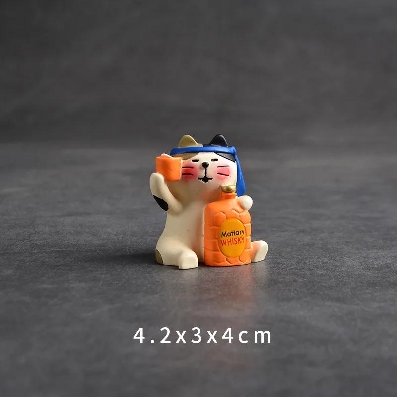 ZAKKA Cute Cartoon Tea Cat Ornament Resin Figurines Crafts Dollhouse Sushi Package Miniature Home Decor Desktop Accessories Gift