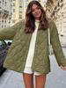 Autunno Inverno Nuovo Stile Europeo Americano Trapuntato Semplice Monocolore Girocollo Lento Cotone Cappotto