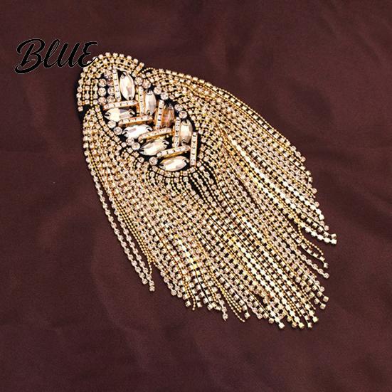 Fringe Shoulder Brooch 1/2Pcs Rhinestone Tassel Epaulet Men Women Uniforms