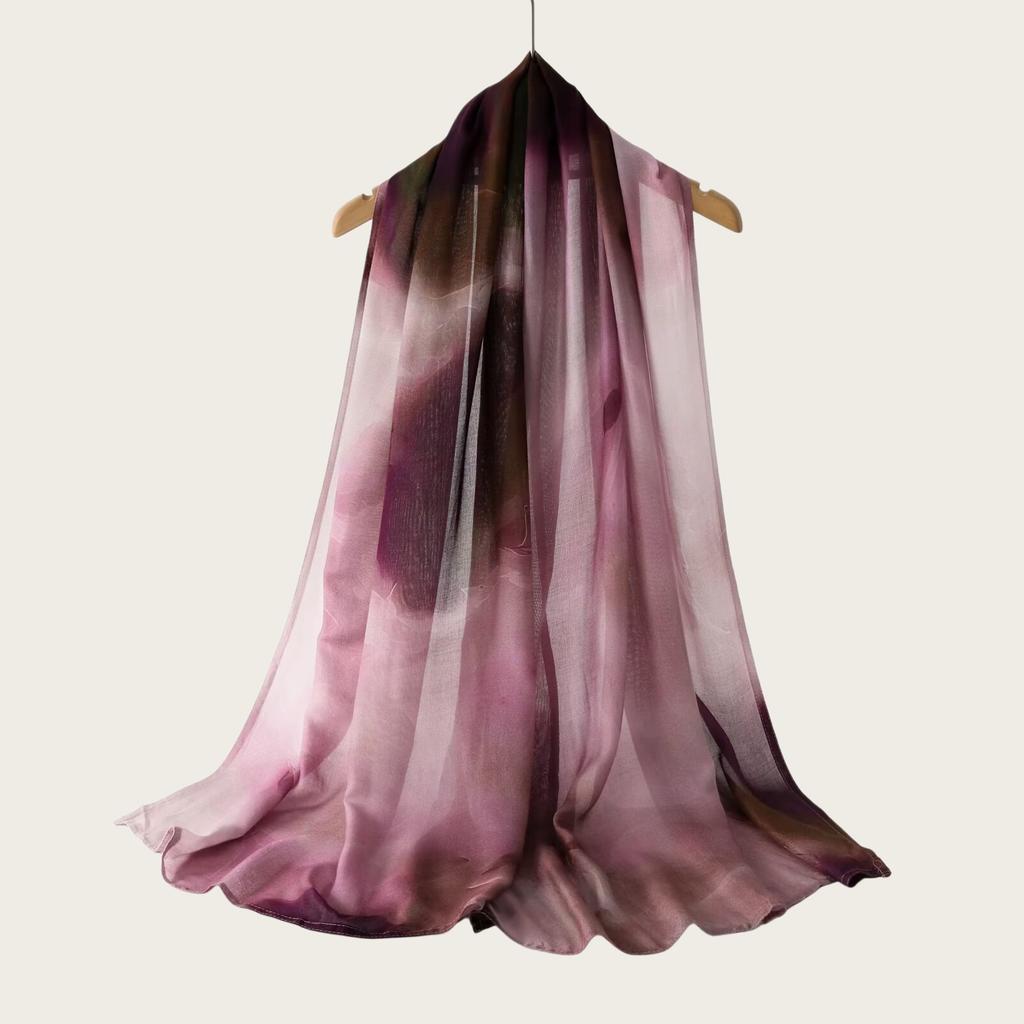 New high-quality double-needle human cotton scarf casual versatile bag headscarf watercolor gradual change color striped long scarf