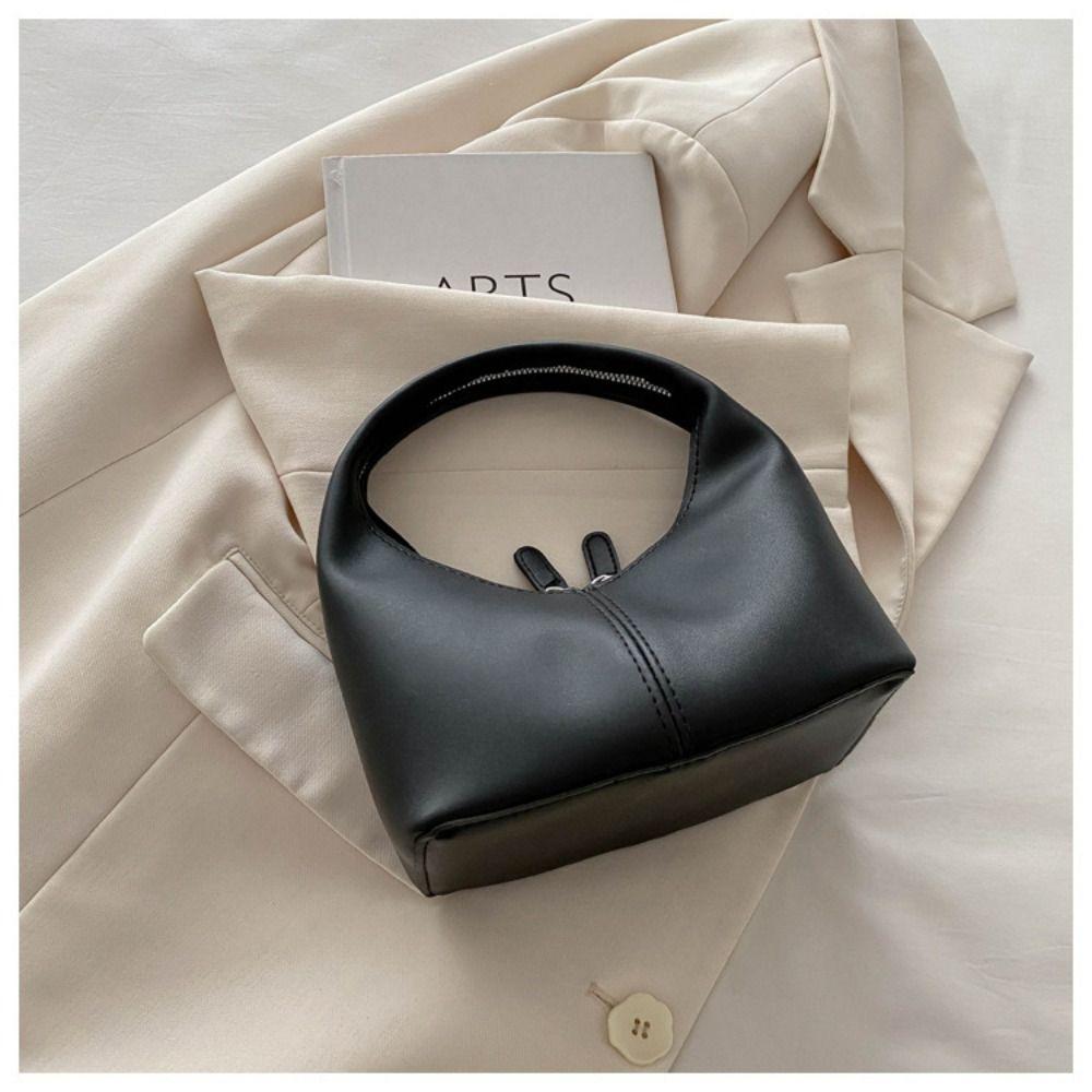 Small Bag Underarm Bag Candy Color Crescent Bag Casual Pu Leather Handbag Students