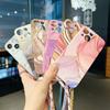 Crossboyd Lanyard Rope Marble Pattern Soft Tpu Phone Case For Iphone 14 12 13 Pro Max 11 Length Adjustable Strap Cover
