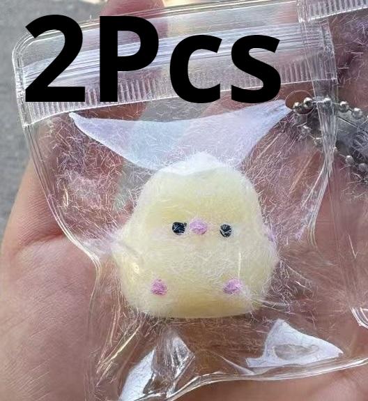 2Pcs/Lot QQ Play Chick Pinch Keychain Decoration Send Girlfriends Baby Pendant Slow Rebound Decompression Toys TPR Soft Gift