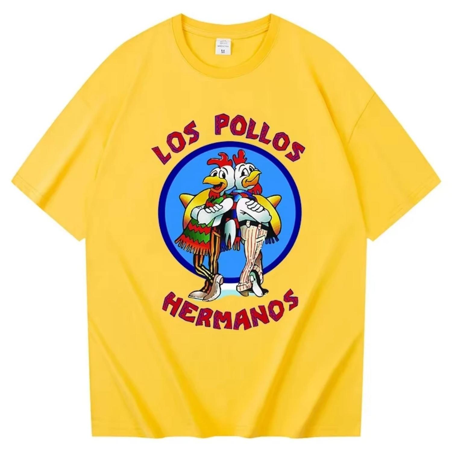 Мужская футболка Los Pollos Hermanos 100% Хлопок Во все тяжкие LOS POLLOS Братья-курицы С принтом Желтая Смешная Футболка Мужские Рубашки S разноцветный