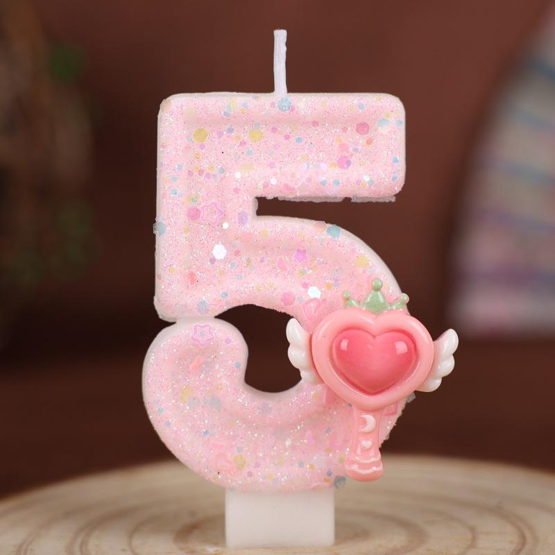 New Pink Magic Wand Number Candle Birthday Cake Party Decoration Handmade Number Candle 0-9