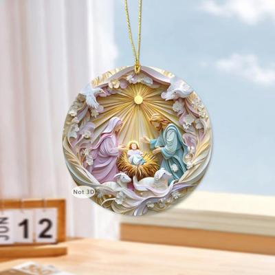 1 Stück Krippenfiguren Ornamente Geburt Jesu Acryl Hängende Dekorationen Heilige Religiöse Geschenke für Christbaumschmuck