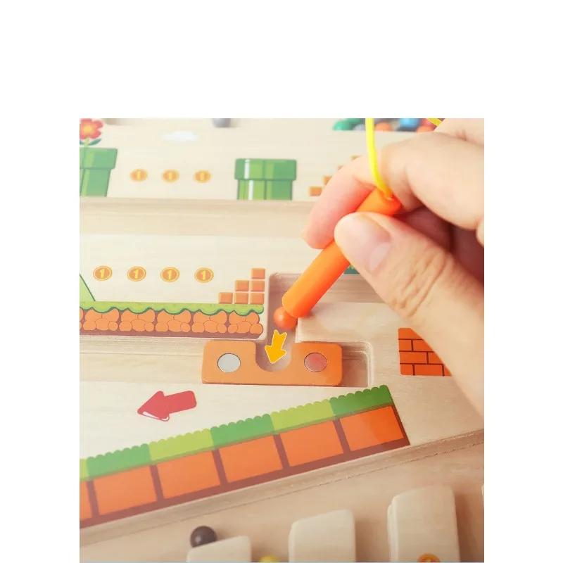 Wooden Magnetic Sorting Maze Board-Montessori Classification Puzzle Toy Color Learning Educational Game To Boost Kid Logic Focus