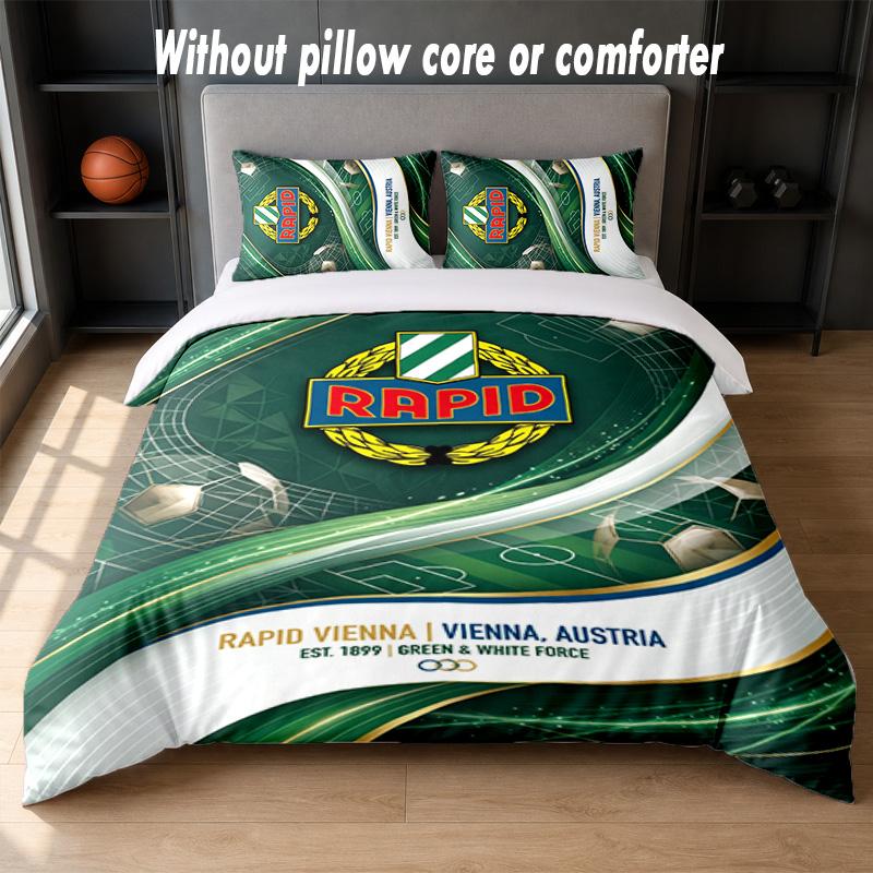 Rapid Wien FC Design Bed Bedding Set 1 Duvet Cover + 2 Pillowcases Soft Breathable Household Bed Linens