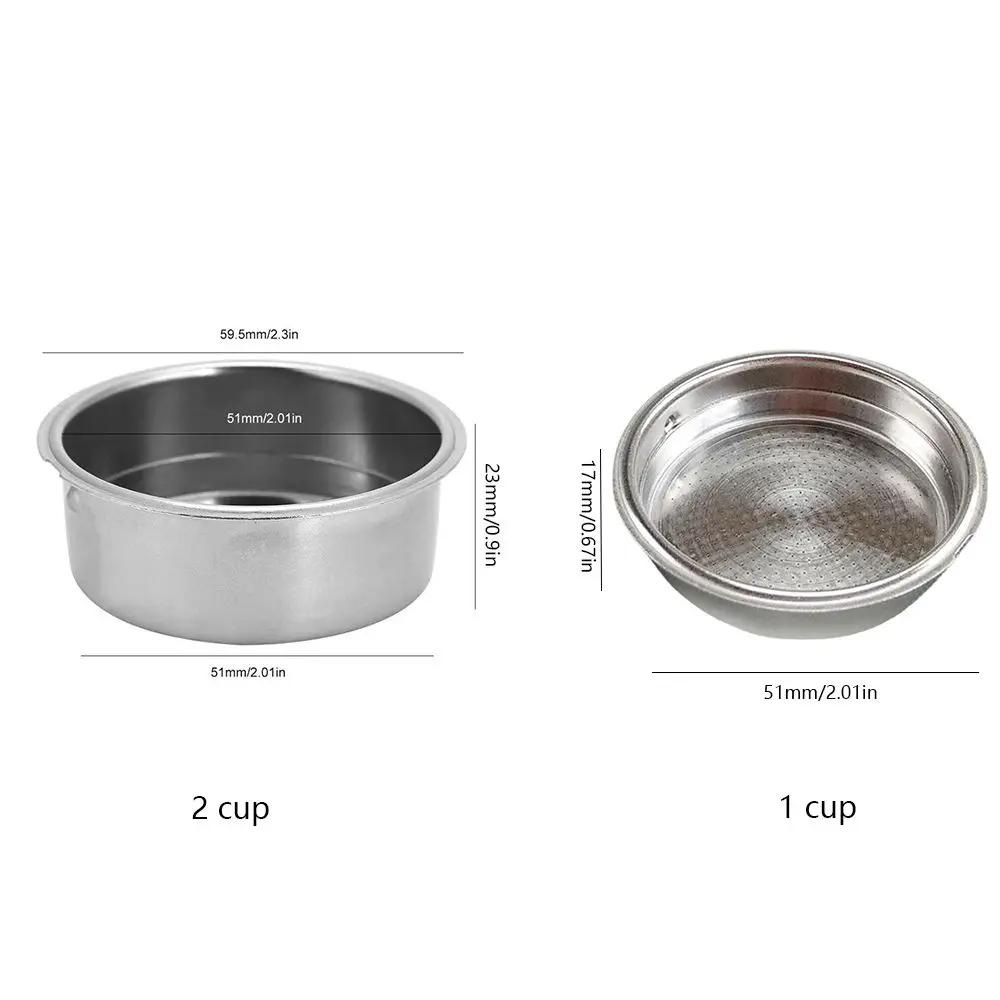 New Stainless Steel Double Layer Coffee Filter Basket Coffee Machine Accessories Powder Basket Coffee Filter Bowl For 51mm