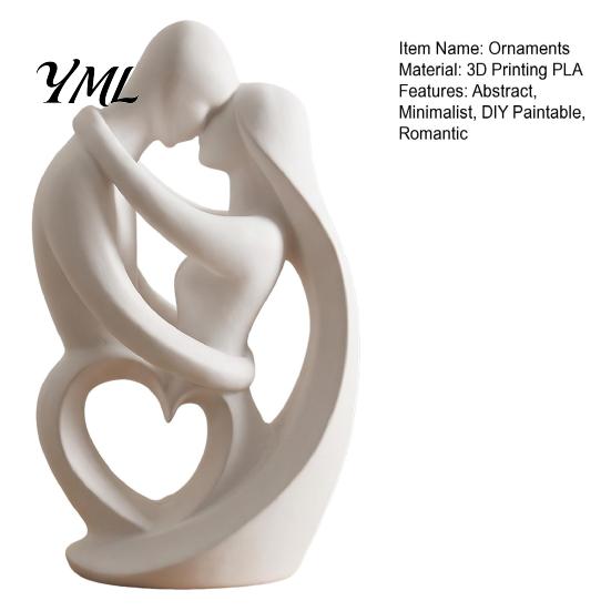 Unique Wedding Gift Ideas 3D Printed Abstract Couple Embrace Statue, Heart Hollow Love Figurine, Minimalist Romantic Soft Furnishing Displays