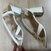Women Sandals Square Toe Plus Size Leather Heels High Heel Lace Up Shoes