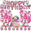 33pcs Hello Kitty Birthday Decorations Include Banners, Cake Toppers, Balloons