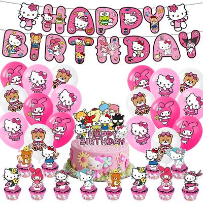 33 pz Decorazioni per Compleanno Hello Kitty Incluse Striscioni, Topper per Torta, Palloncini