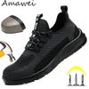 Anti-smash Men Steel Toe Work Shoes Lightweight Breathable Work Sneaker Indestructible Protective Boots Non Slip Work Shoes