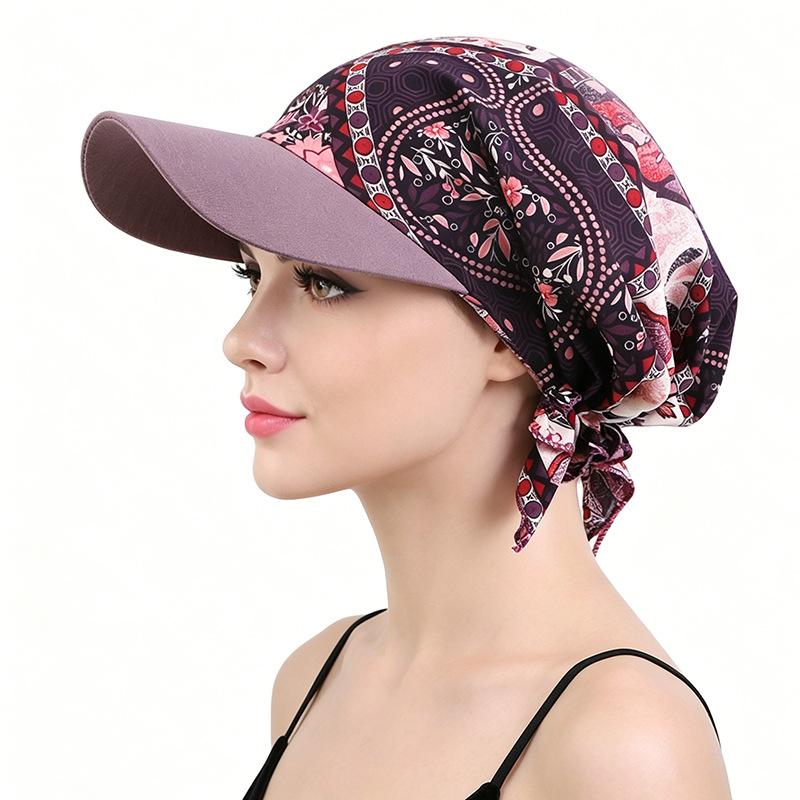 Spring and Summer New Triangle Scarf Printed Brim Headscarf Cap Cap Outdoor Sun Hat JDT-234P