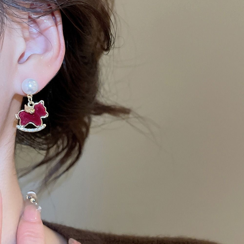 Sweet Pony Pearl Earrings Cute Earrings for Women Delicate Ear Studs  Gifts