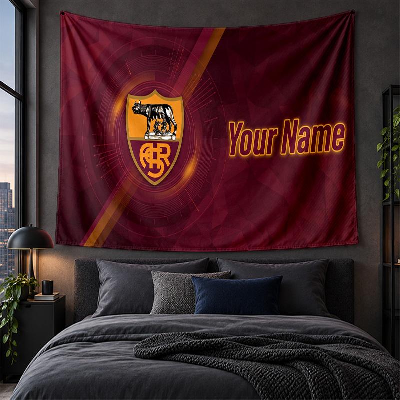 Arazzo Personalizzato da Appendere alla Parete Tessuto Artistico Sfondo con Motivo AS Roma FC