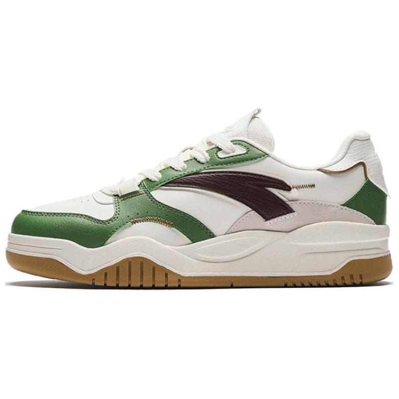 Anta Wave Shoe Platform Slip Resistant Height Increasing Low top Skateboard Shoes Men's White Green Sneakers 912348003-8