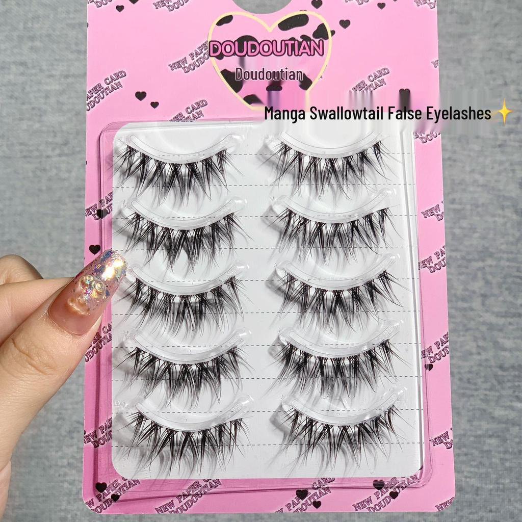 Doudou Sweet Swallowtail Fishtail Comic False Eyelashes, Transparent Stem, Asian-European Mixed Style