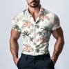 Men's Fashion Printed Satin Short Sleeve Shirt Top