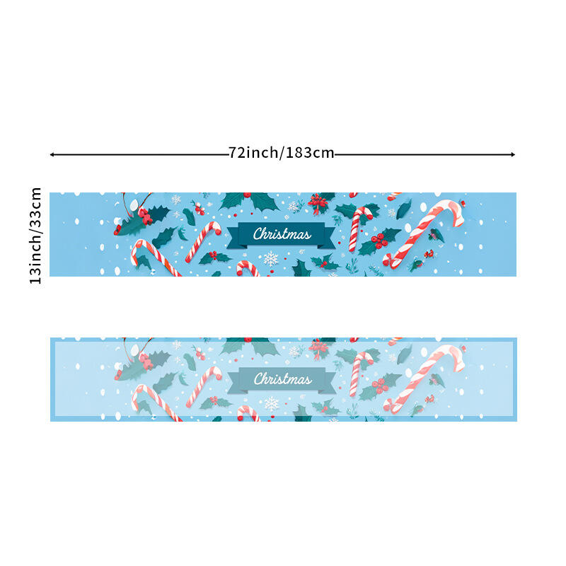 33*183cm Christmas Table Runner Set - Linen-Look Digital Print Holiday Decor for Dining Tables & Cabinets
