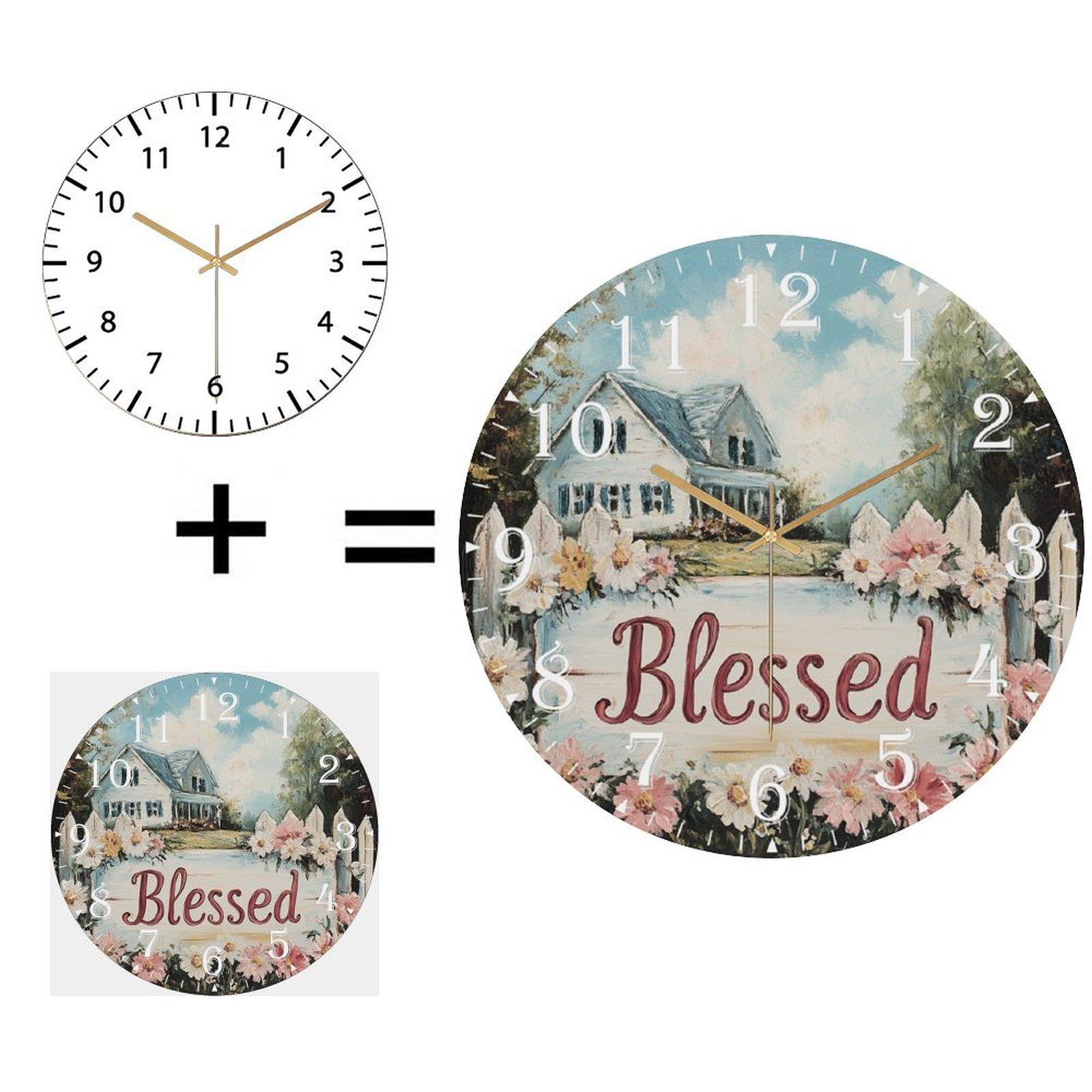 Contemporary Round Glass Wall Clock 30cm Custom Design Clear Silent for Office Home 12 in(30.48cm)