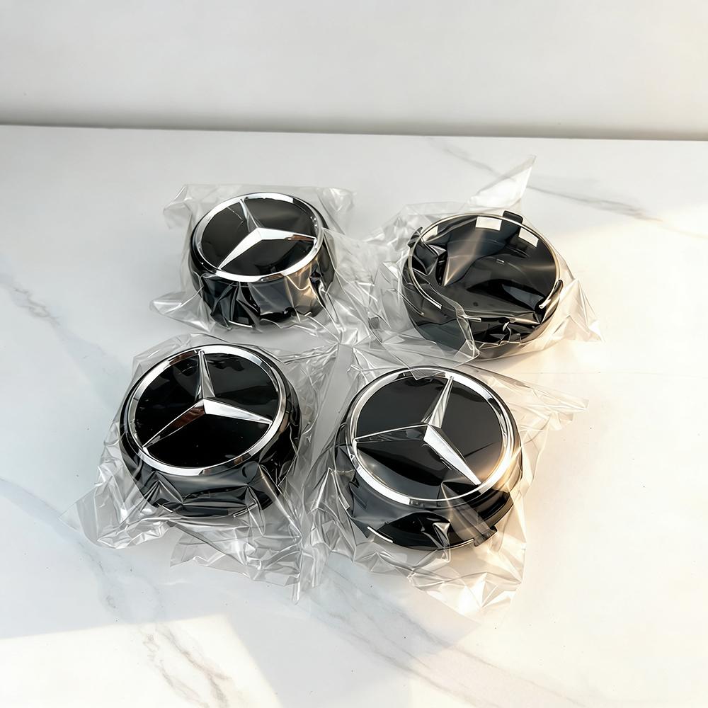 

75mm Black Red Raised Wheel Center Hub Caps 4Pcs for Mercedes Benz A0004000900 Car Accessories чёрный