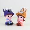 Creative Rabbit Hat Couple Resin Figurines for Home and Car Decor