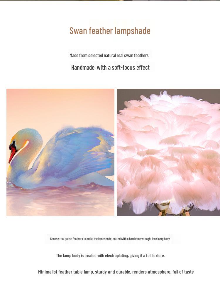Nordic Gold Dimmable LED Feather Desk and Bedside Lamp